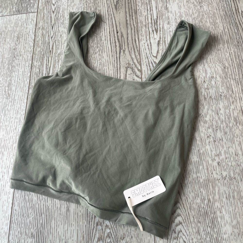 NEW- Aerie Smoothez Olive Green Women's Top